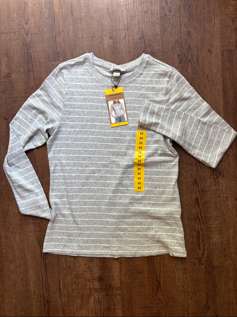 Women’s Gray Striped Long-Sleeve Shirt - Medium